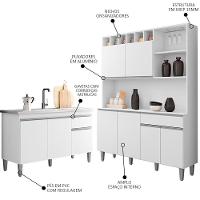 Cozinha Compacta Alice E Balcão Gabinete Com Pia Tatiane 120cm Branco - Ajl Móveis - 3