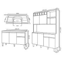 Cozinha Compacta Alice E Balcão Gabinete Com Pia Tatiane 120cm Branco - Ajl Móveis