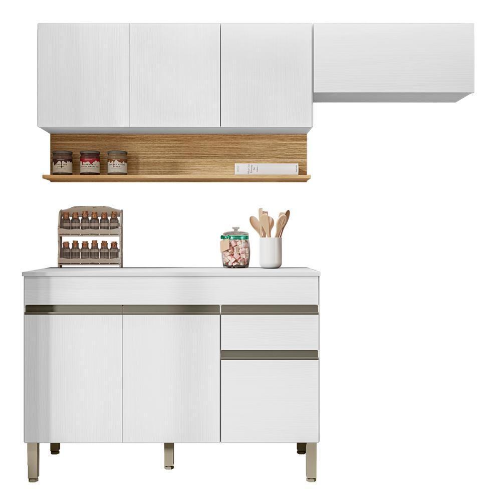 Conjunto De Armarios Modulados Line Com 7 Portas E 1 Gaveta Supremo Freijó - 1