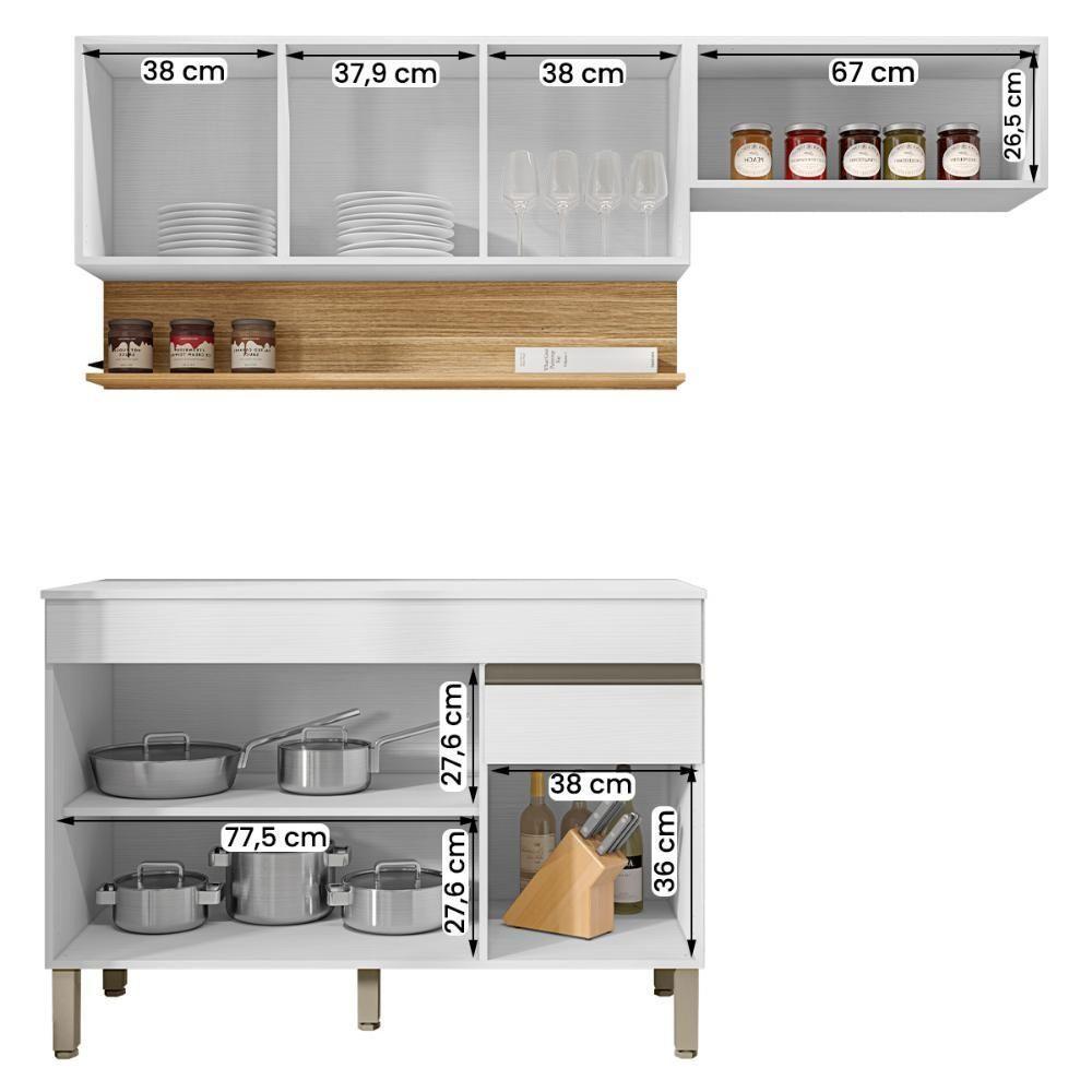 Conjunto De Armarios Modulados Line Com 7 Portas E 1 Gaveta Supremo Freijó - 2