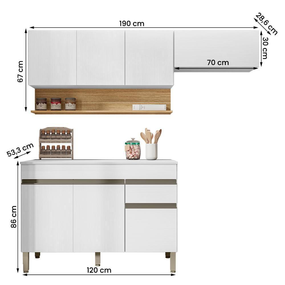 Conjunto De Armarios Modulados Line Com 7 Portas E 1 Gaveta Supremo Freijó - 3