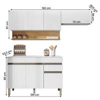 Conjunto De Armarios Modulados Line Com 7 Portas E 1 Gaveta Supremo Freijó - 3