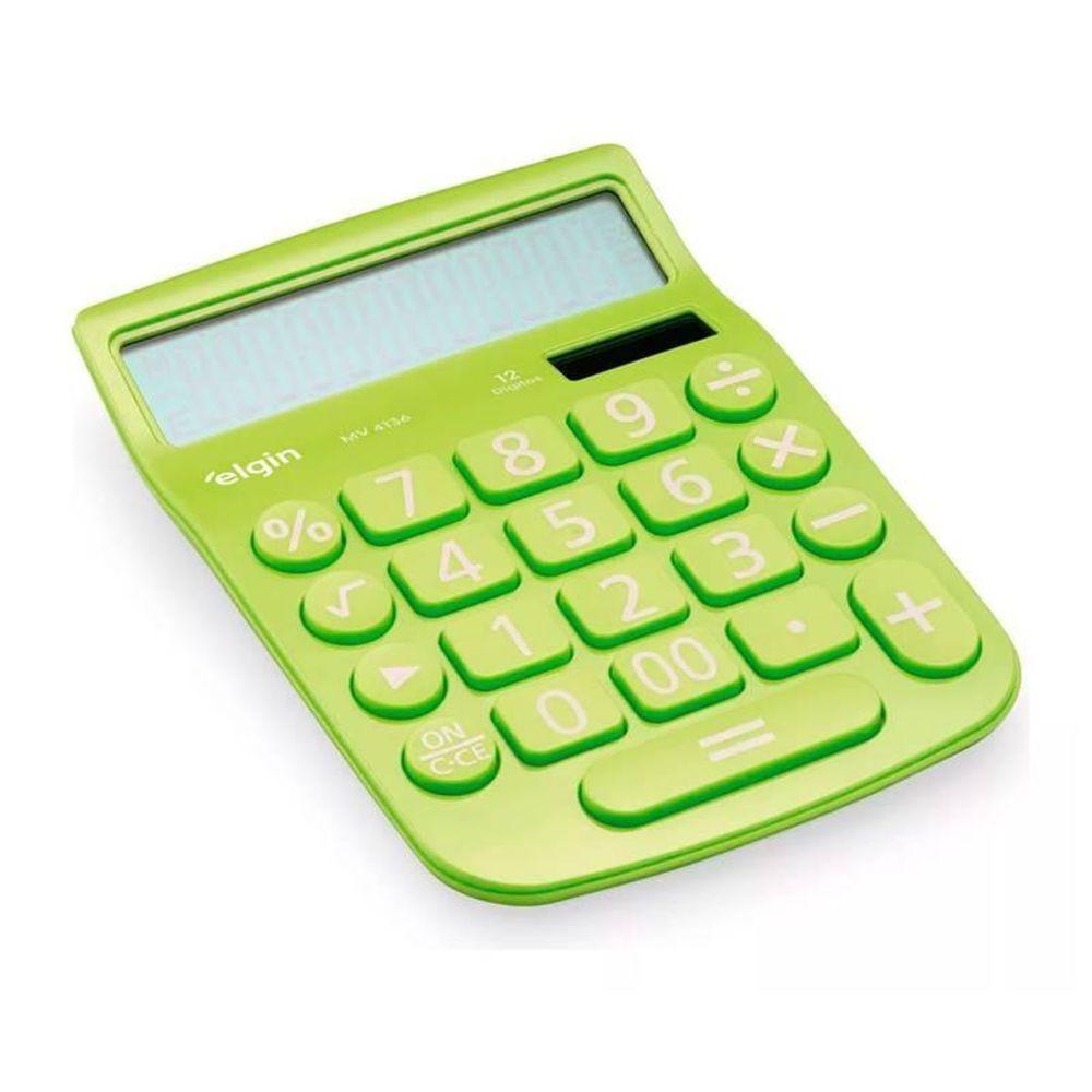 Calculadora Mesa Visor 12 Dig. Verde Mv-4136 Elgin - 2