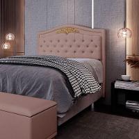 Cabeceira Cama Box Casal King 195cm Com Tachas Imperial Veludo J02 Rosê - Mpozenato - 6