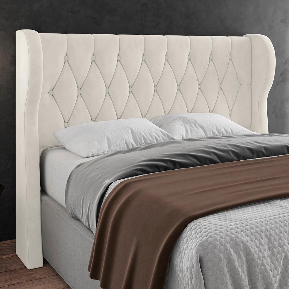 Cabeceira Casal Queen Cama Box 160cm Malva I02 Veludo Bege - Mpozenato - 2
