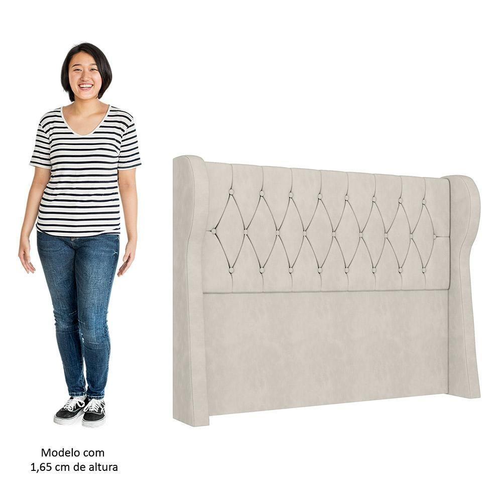 Cabeceira Casal Queen Cama Box 160cm Malva I02 Veludo Bege - Mpozenato - 5