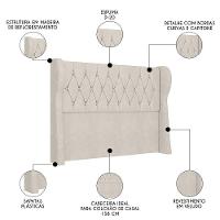 Cabeceira Casal Queen Cama Box 160cm Malva I02 Veludo Bege - Mpozenato - 3