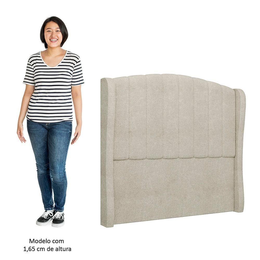 Cabeceira Casal Queen Cama Box 160cm Glenda I02 Bouclê Bege - Mpozenato - 3