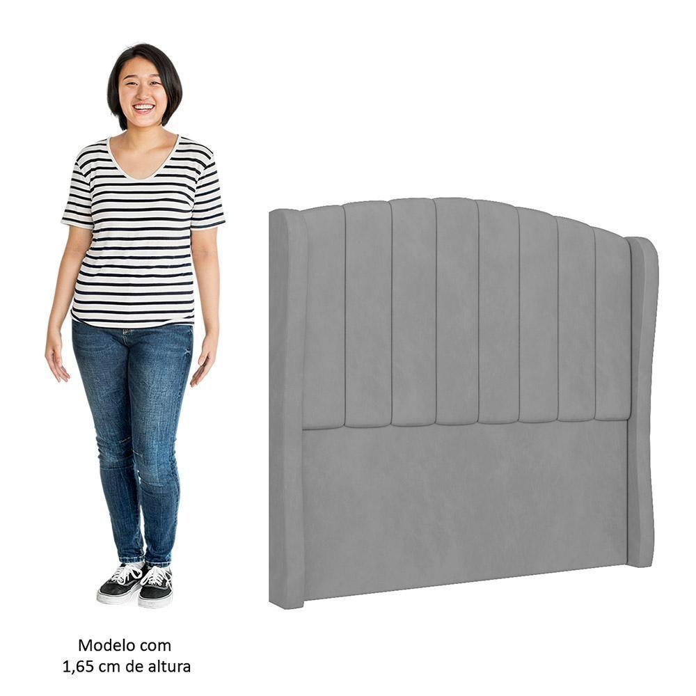 Cabeceira Casal Queen Cama Box 160cm Glenda I02 Veludo Cinza - Mpozenato - 5