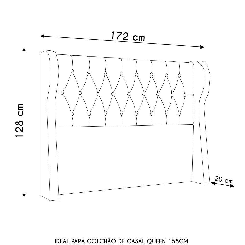 Cabeceira Casal Queen Cama Box 160cm Malva I02 Veludo Chumbo - Mpozenato - 4