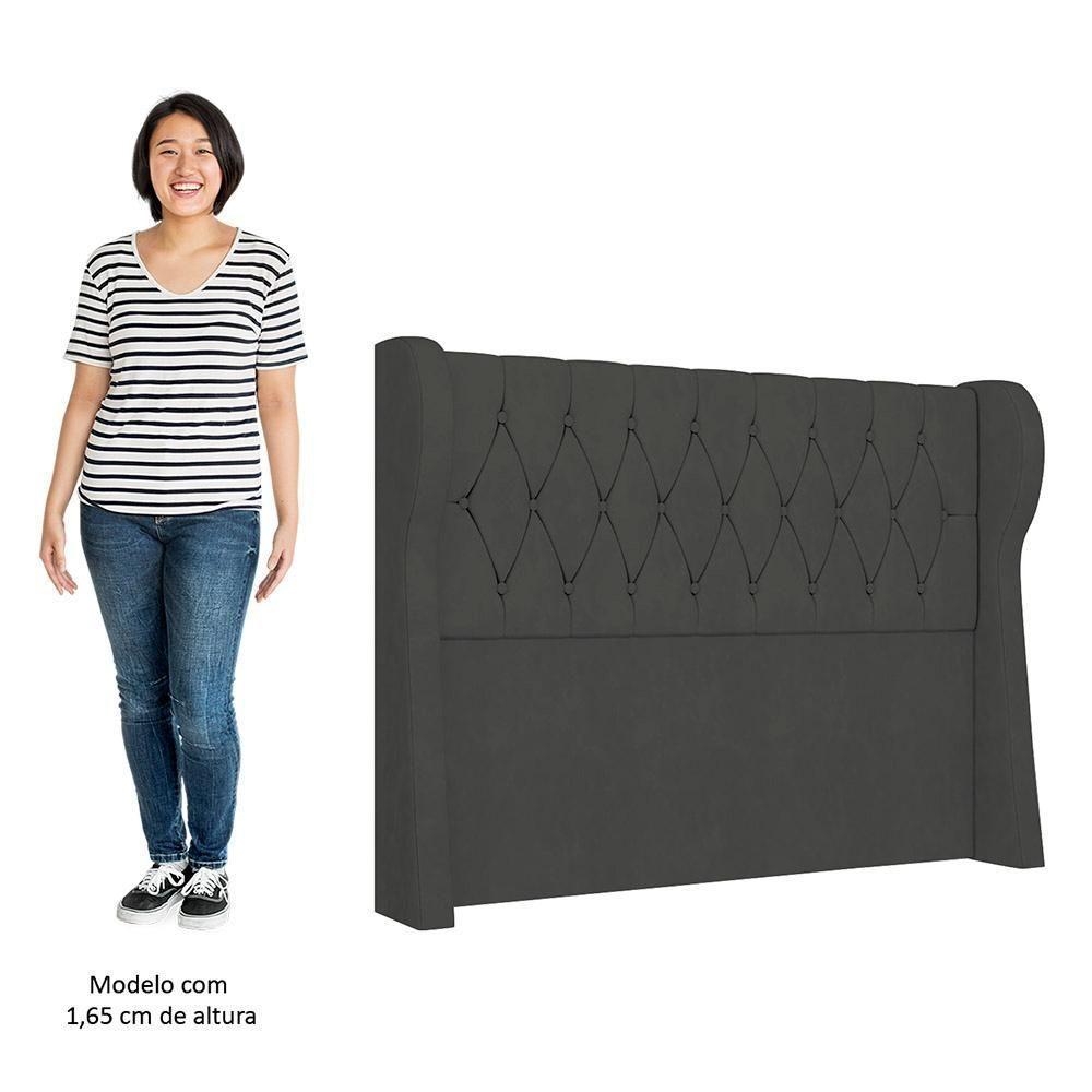 Cabeceira Casal Queen Cama Box 160cm Malva I02 Veludo Chumbo - Mpozenato - 5