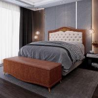 Cabeceira Cama Box Casal Queen 160cm Com Calçadeira Baú Imperial J02 Facto Marrom-bege - Mpozenato - 2