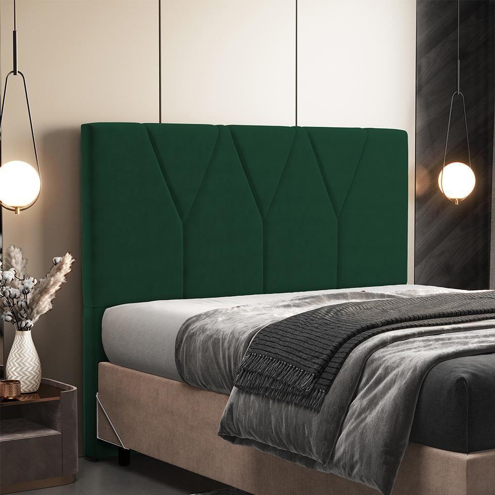 Cabeceira Cama Box Casal King 195cm Aura Suede W01 Verde - Mpozenato - 5