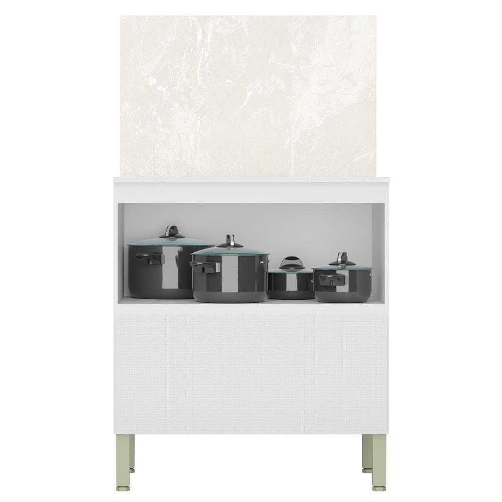 Balcão De Cozinha Com Tampo 80cm 1 Porta Minsk K02 Branco - Mpozenato - 5