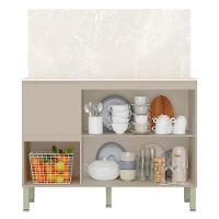 Balcão De Cozinha Com Tampo 120cm 3 Portas Minsk K02 Vanilla - Mpozenato