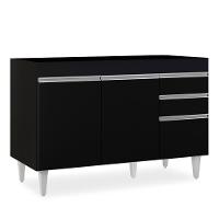 Balcão Gabinete 120cm 3 Portas 2 Gavetas Michigan Preto - Lumil - 1