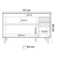 Balcão Gabinete 120cm 3 Portas 2 Gavetas Michigan Preto - Lumil