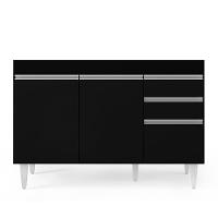 Balcão Gabinete 120cm 3 Portas 2 Gavetas Michigan Preto - Lumil - 5