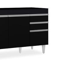 Balcão Gabinete 120cm 3 Portas 2 Gavetas Michigan Preto - Lumil - 6