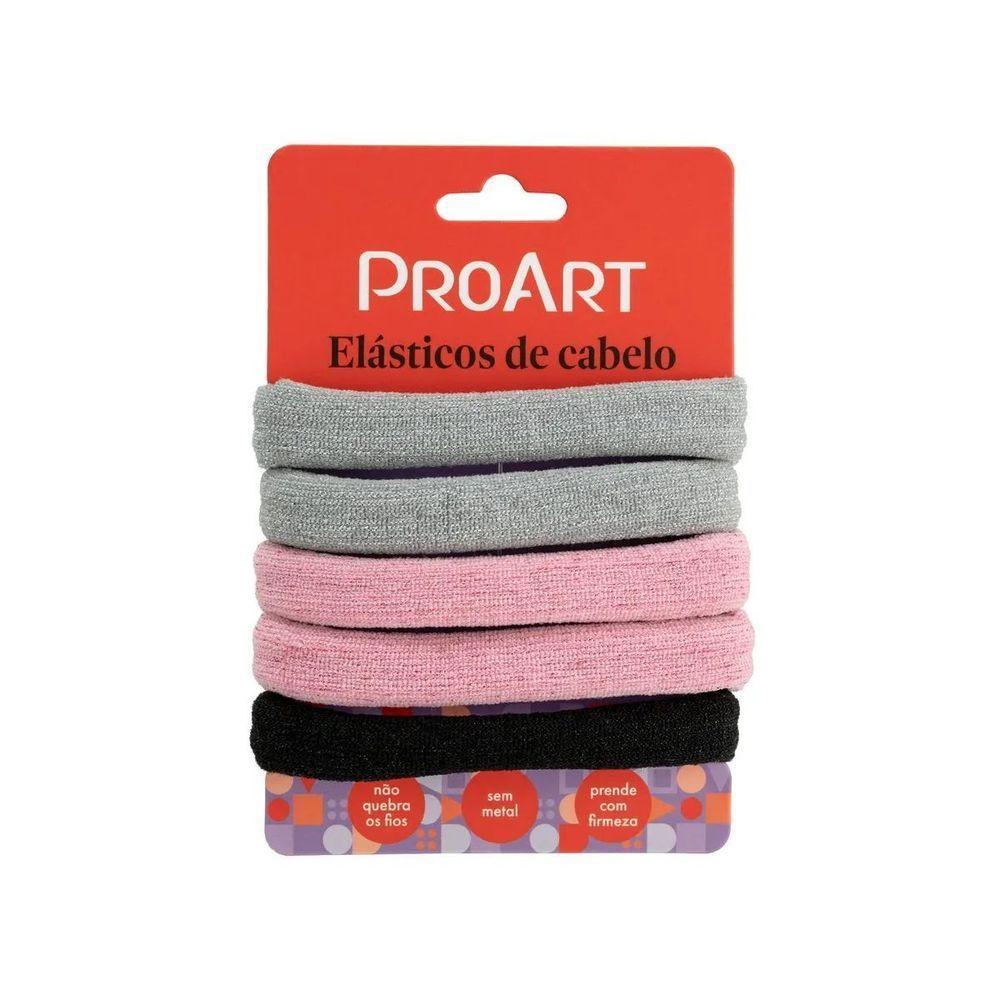 Elásticos De Cabelo 6 Unidades Proart Sem Metal, Não Marcam Os Fios, Perfeitos Para Penteados Rosa-cinza - 1
