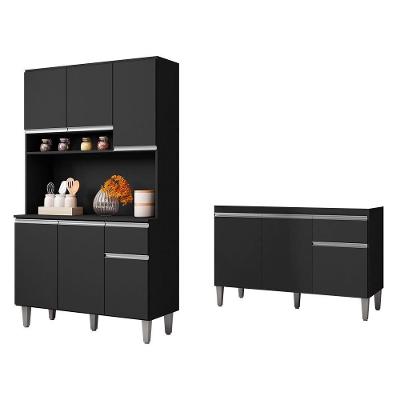 Cozinha Compacta Márcia Tatiane 9 Portas 2 Gavetas MDF 120cm Preto