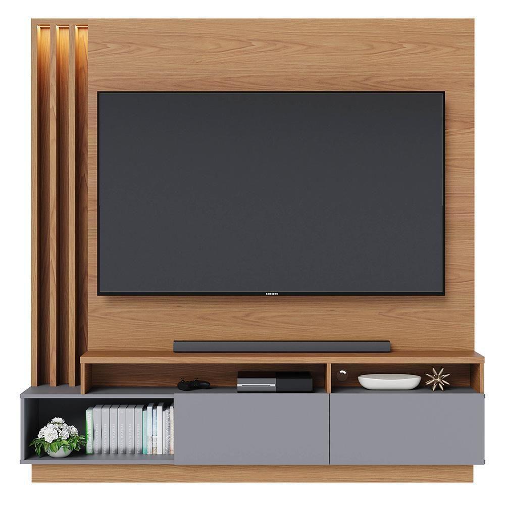 Estante Home Theater Para Tv 75 Pol. Com Led 180cm Maitê C05 Freijó-cinza Fosco - Mpozenato - 3