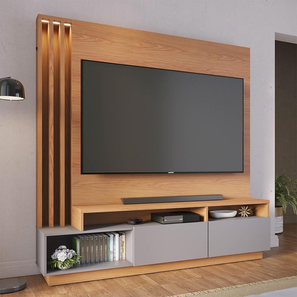 Estante Home Theater Para Tv 75 Pol. Com Led 180cm Maitê C05 Freijó-cinza Fosco - Mpozenato - 5