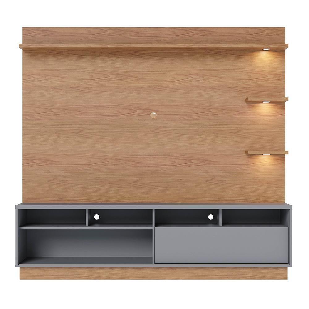 Estante Home Theater Para Tv 70 Pol. Com Led 200cm Amiche C05 Freijó-cinza Fosco - Mpozenato - 6