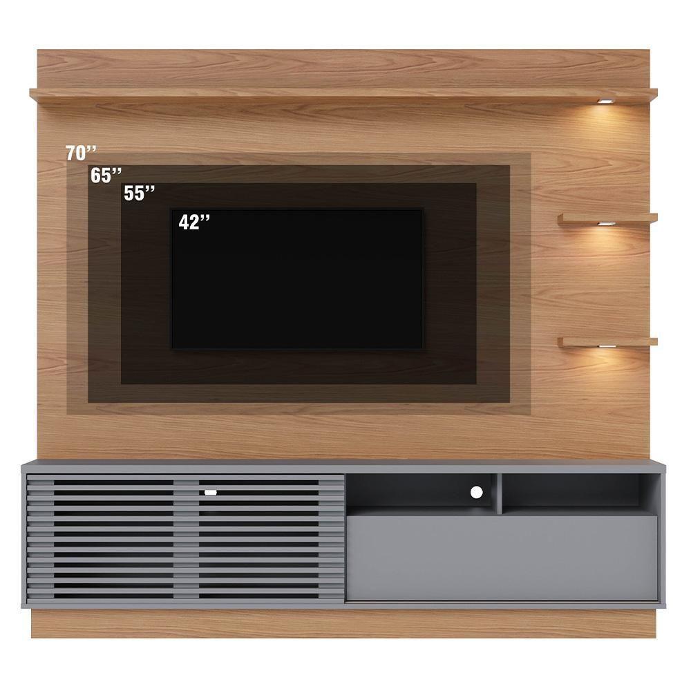 Estante Home Theater Para Tv 70 Pol. Com Led 200cm Amiche C05 Freijó-cinza Fosco - Mpozenato - 8