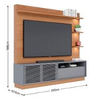 Estante Home Theater Para Tv 70 Pol. Com Led 200cm Amiche C05 Freijó-cinza Fosco - Mpozenato