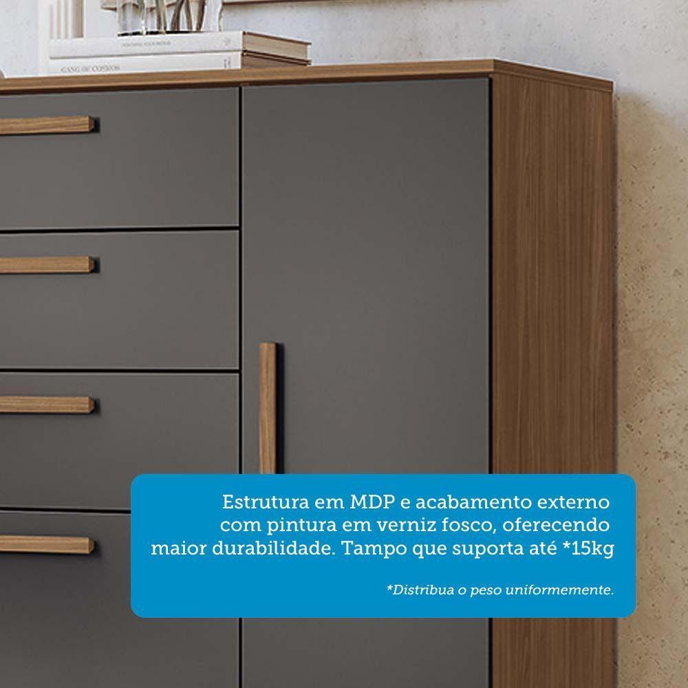 Cômoda 130,20cm 2 Portas E 4 Gavetas Eliot Estilo Mm Jatoba/grafitte - 7