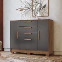 Cômoda 130,20cm 2 Portas E 4 Gavetas Eliot Estilo Mm Jatoba/grafitte - 1