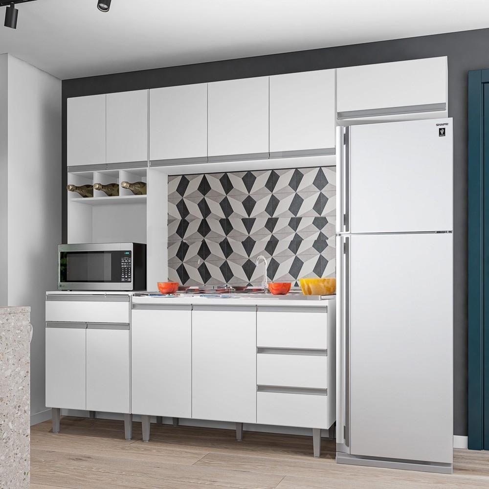 Cozinha Modulada 5 Peças Balcão Com Pia 120cm Andréia Branco - Ajl Móveis - 9