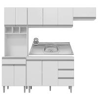 Cozinha Modulada 5 Peças Balcão Com Pia 120cm Andréia Branco - Ajl Móveis - 1