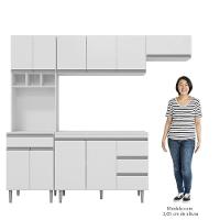 Cozinha Modulada 5 Peças Balcão Com Pia 120cm Andréia Branco - Ajl Móveis - 3