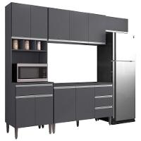 Cozinha Modulada 4 Peças Balcão Sem Tampo 120cm Andréia Cinza - Ajl Móveis - 1
