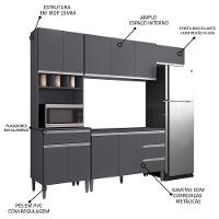 Cozinha Modulada 4 Peças Balcão Sem Tampo 120cm Andréia Cinza - Ajl Móveis - 3