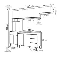 Cozinha Modulada 4 Peças Balcão Sem Tampo 120cm Andréia Cinza - Ajl Móveis