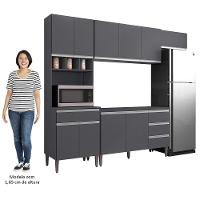 Cozinha Modulada 4 Peças Balcão Sem Tampo 120cm Andréia Cinza - Ajl Móveis - 5