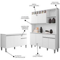 Cozinha Compacta Alice E Balcão Gabinete Sem Tampo Tatiane 120cm Branco - Ajl Móveis - 5