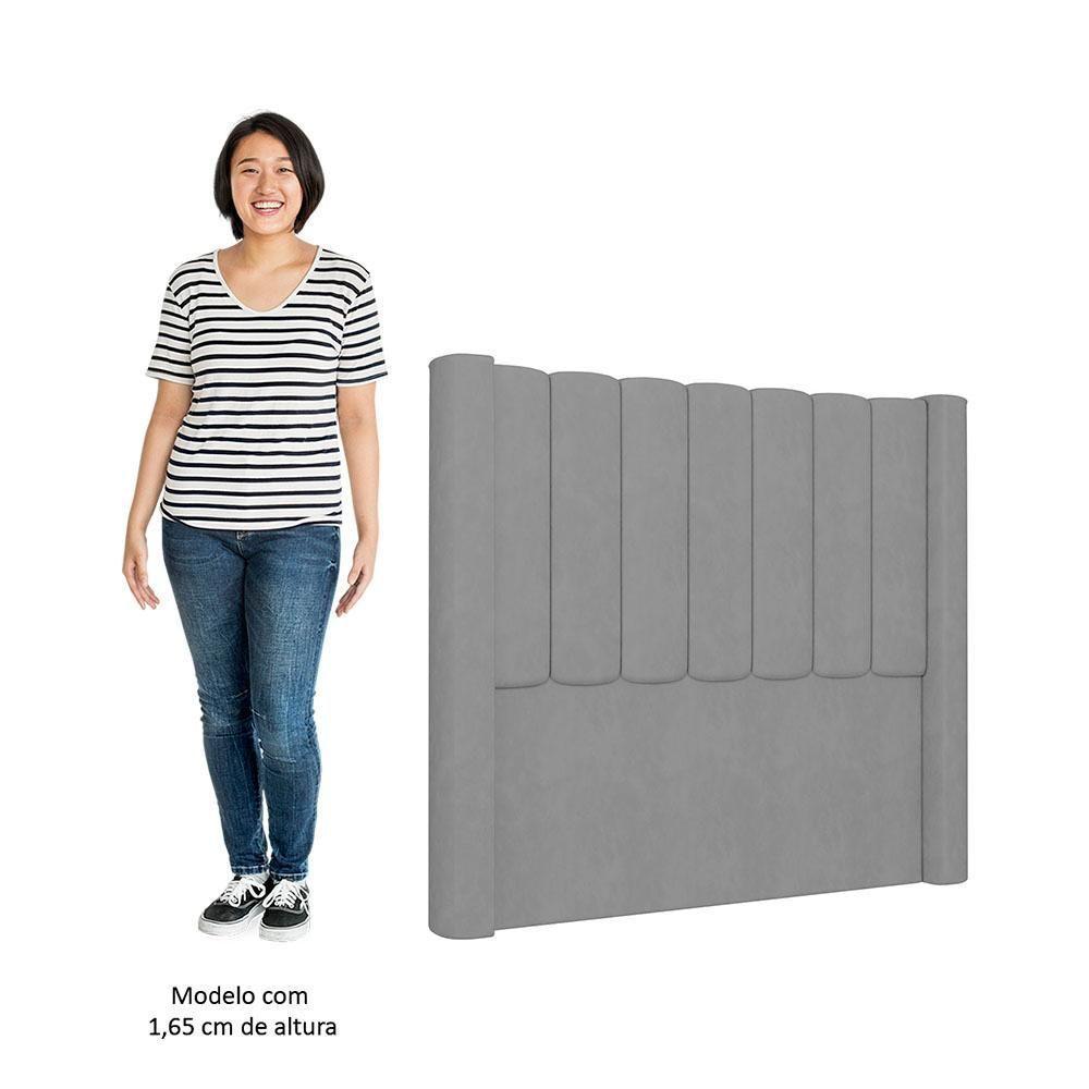 Cabeceira Casal Queen Cama Box 160cm Claire I02 Veludo Cinza - Mpozenato - 5