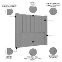 Cabeceira Casal Queen Cama Box 160cm Claire I02 Veludo Cinza - Mpozenato - 7