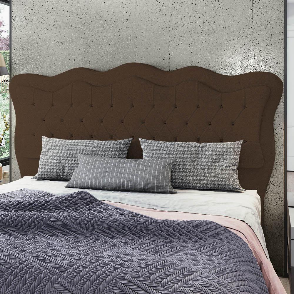 Cabeceira Casal Queen Cama Box 160cm Oregon I02 Bouclê Marrom - Mpozenato - 2