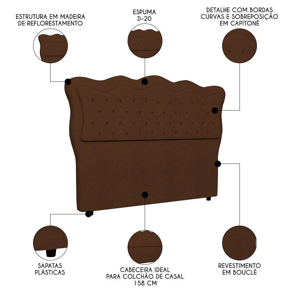 Cabeceira Casal Queen Cama Box 160cm Oregon I02 Bouclê Marrom - Mpozenato - 3