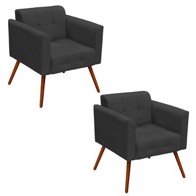 Kit 2 Poltronas Decorativas Ana Suede Grafite Ibiza