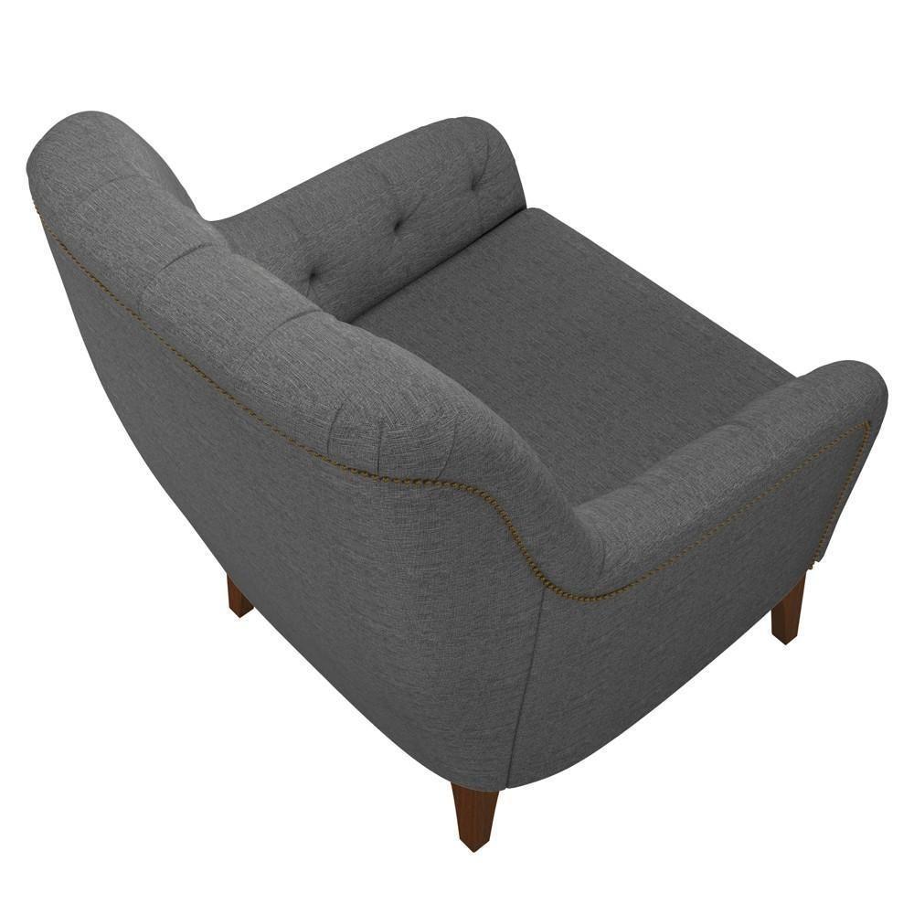 Kit 2 Poltronas Decorativas Para Sala Com Capitonê Pietà M22 Linho Cinza Escuro - Mpozenato - 3