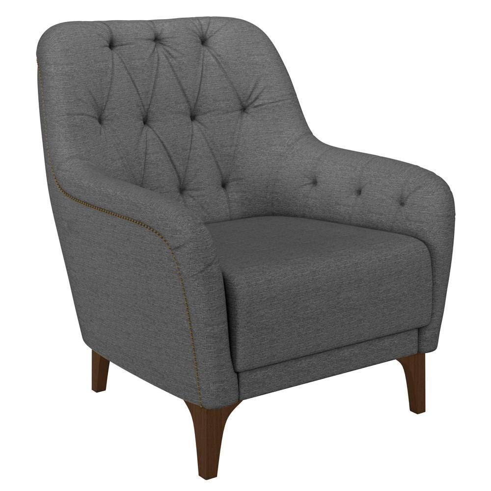 Kit 2 Poltronas Decorativas Para Sala Com Capitonê Pietà M22 Linho Cinza Escuro - Mpozenato - 7