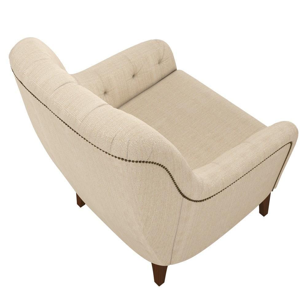 Kit 2 Poltronas Decorativas Para Sala Com Capitonê Pietà M22 Linho Champanhe - Mpozenato - 6