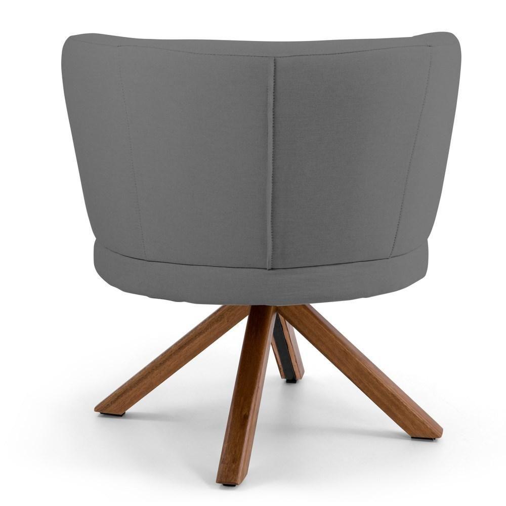 Kit 2 Poltronas Decorativas Melissa Base Giromad Giratória Veludo C-317 Cinza - Domi - 4