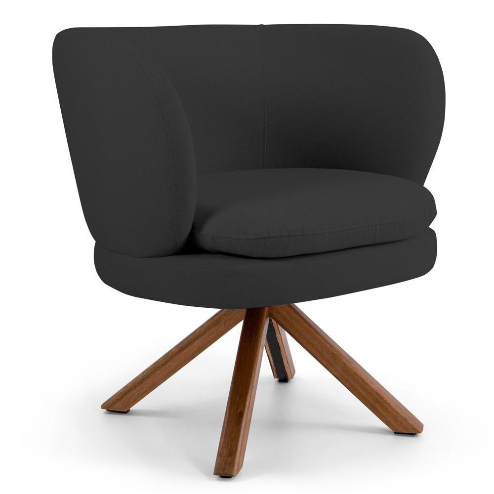 Kit 2 Poltronas Decorativas Melissa Base Giromad Giratória Linho D-465 Chumbo - Domi - 2